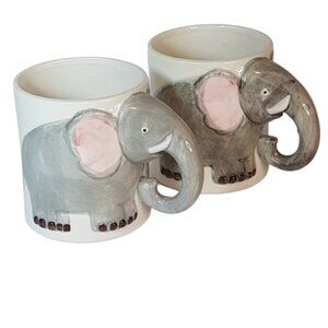 Set of 2 Vintage 1970s ENESCO JAPAN Elephant Mugs Teacups 3D 3 dimensional Kids